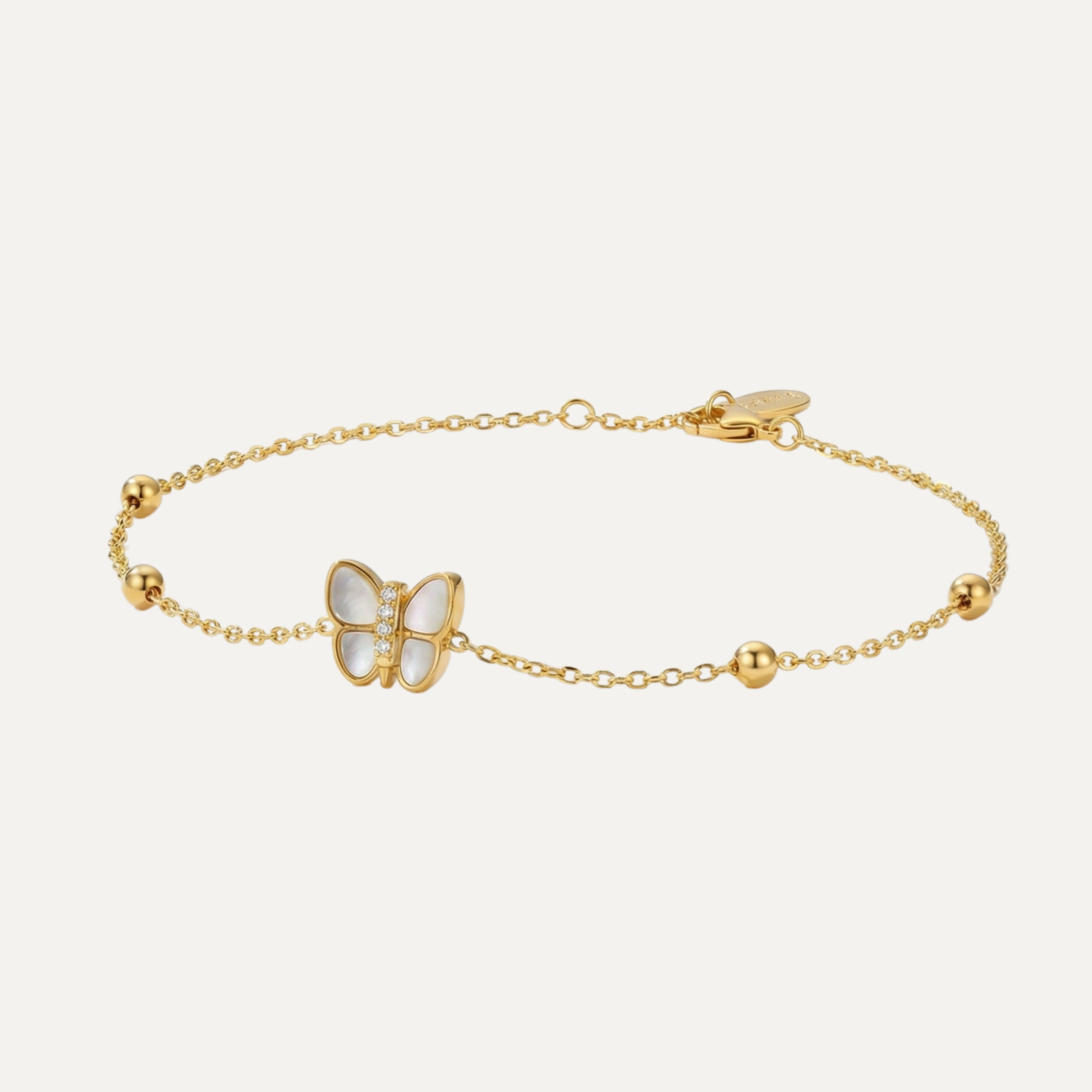 Butterfly Shell Charm Gold Bracelet