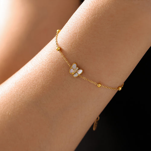 Butterfly Shell Charm Gold Bracelet
