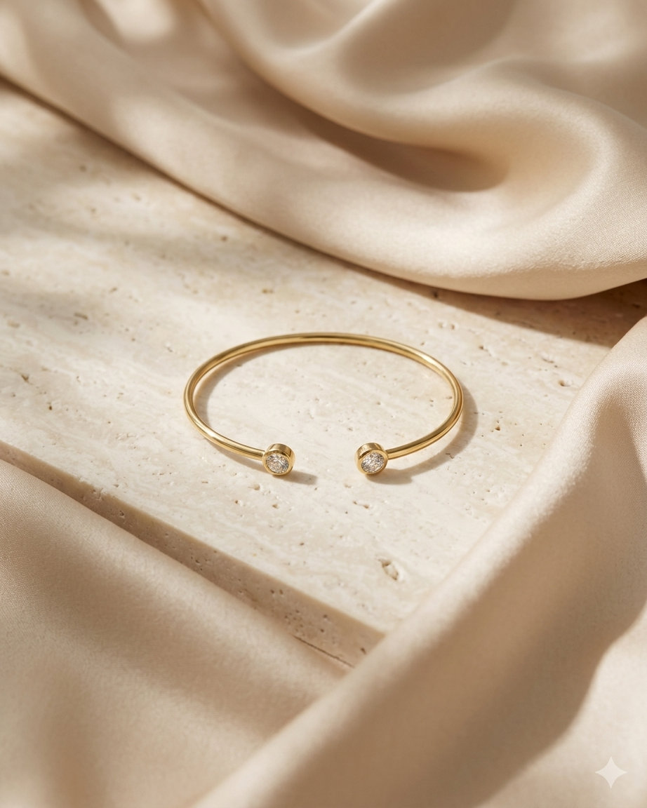 Elara Twin Stone Cuff Bracelet