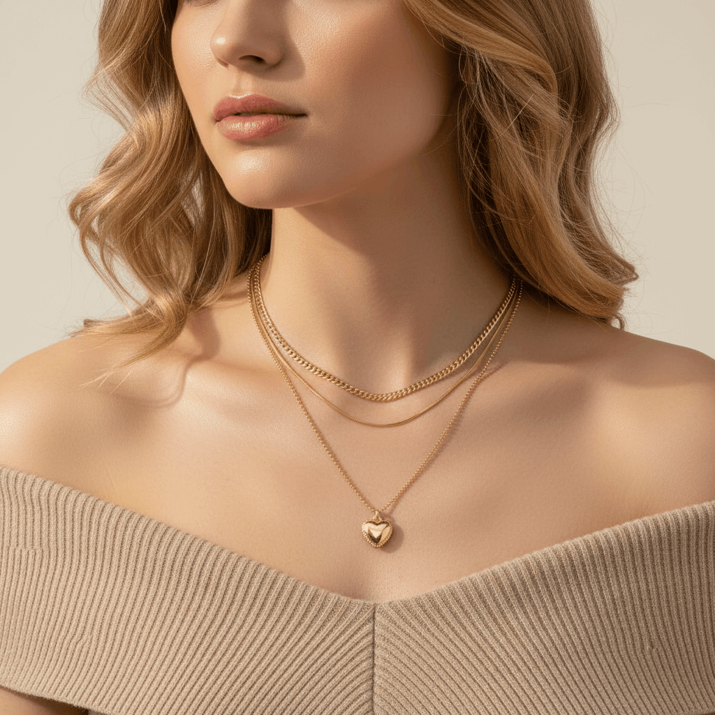 Aurora Heart Layered Necklace