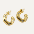 Multi-Zircon Gold Hoop Earrings