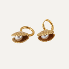 Hidden Treasure Shell & Pearl Huggie Hoops