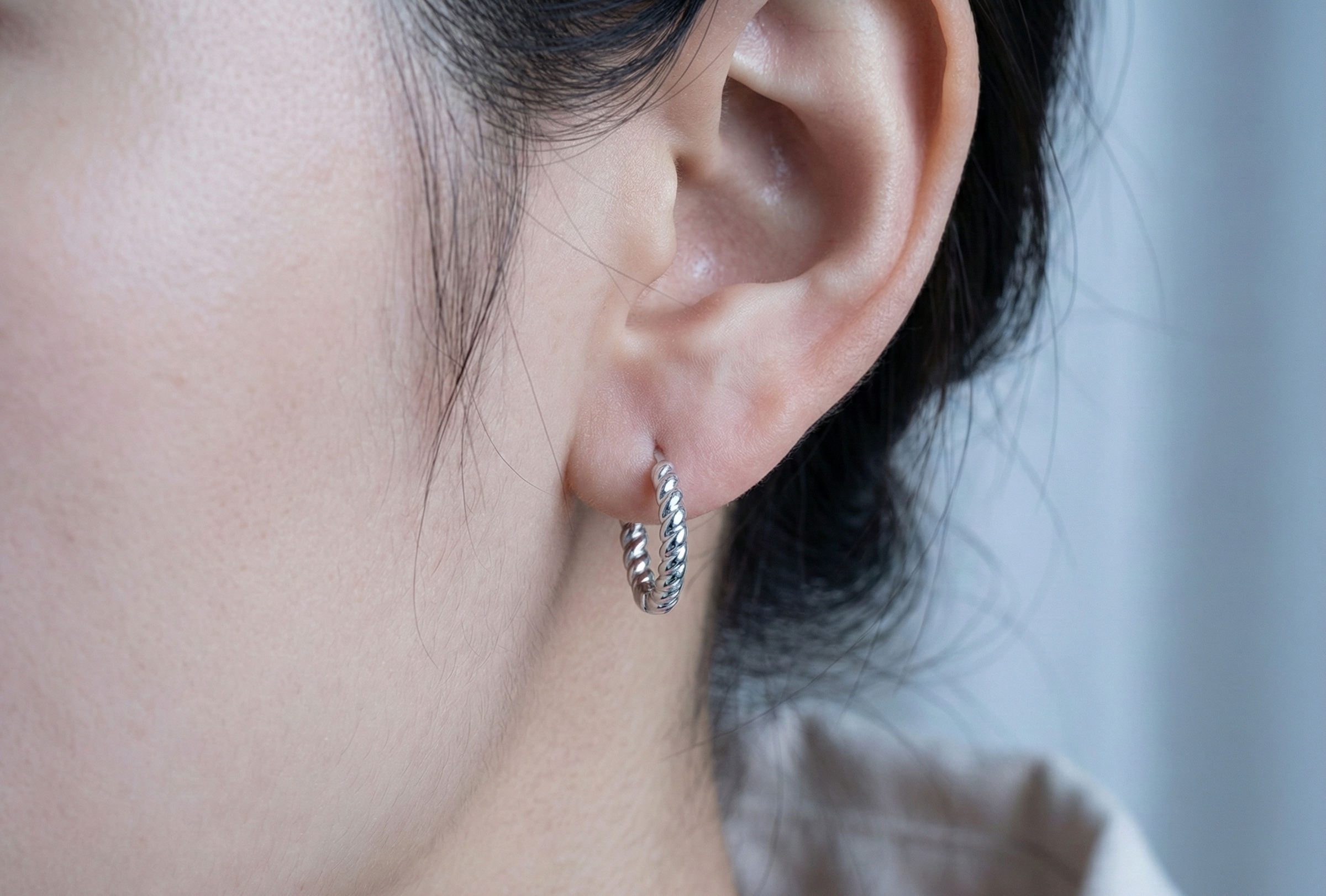 Gold Plated Twisted Huggie Hoop Earrings