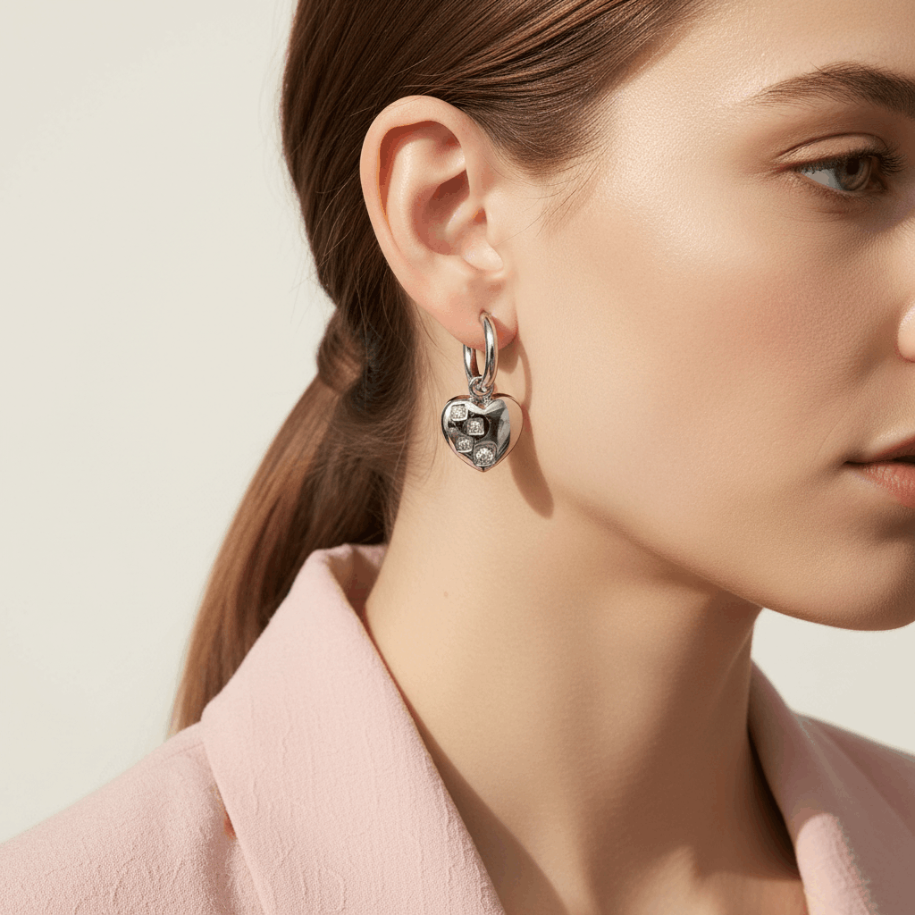 Crystal Heart Hoop Earrings