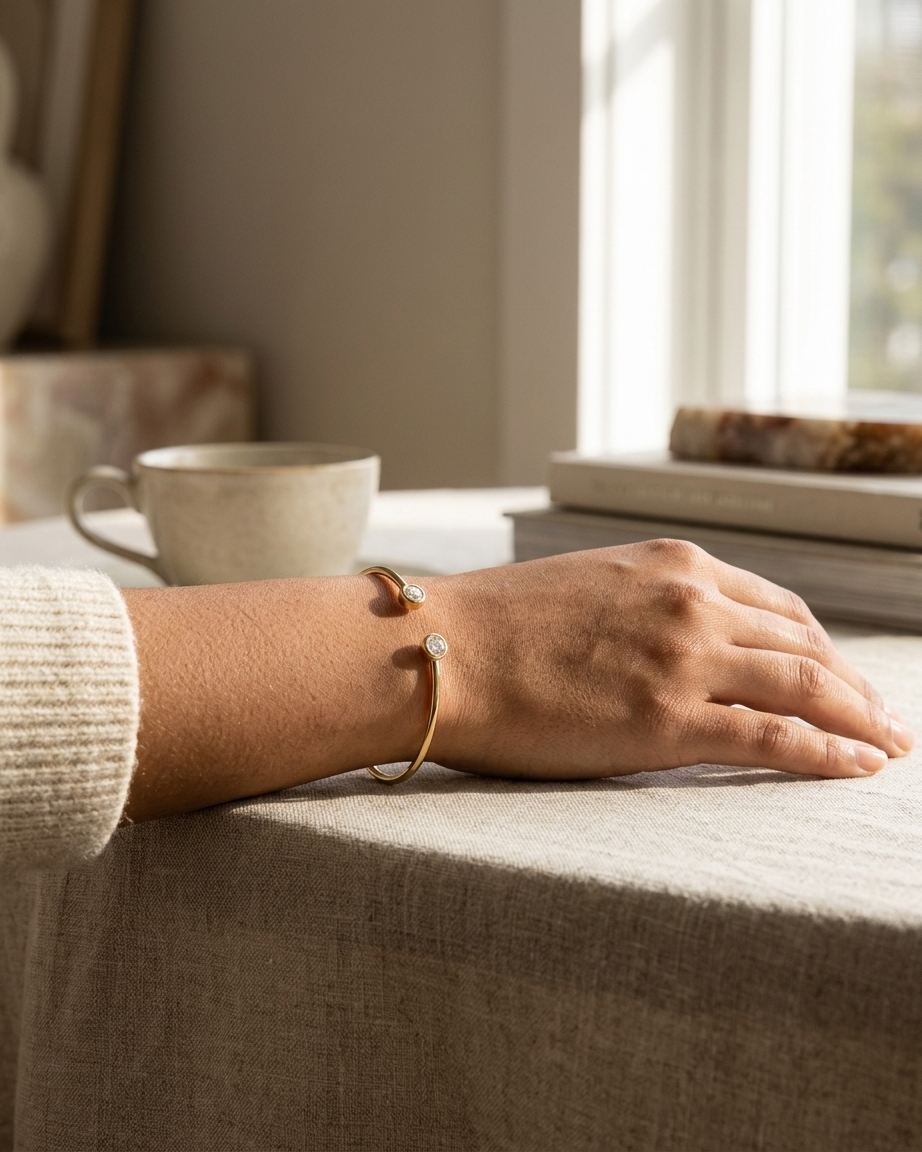 Elara Twin Stone Cuff Bracelet