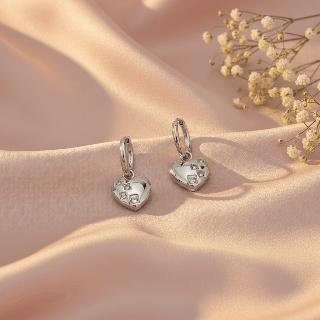 Crystal Heart Hoop Earrings