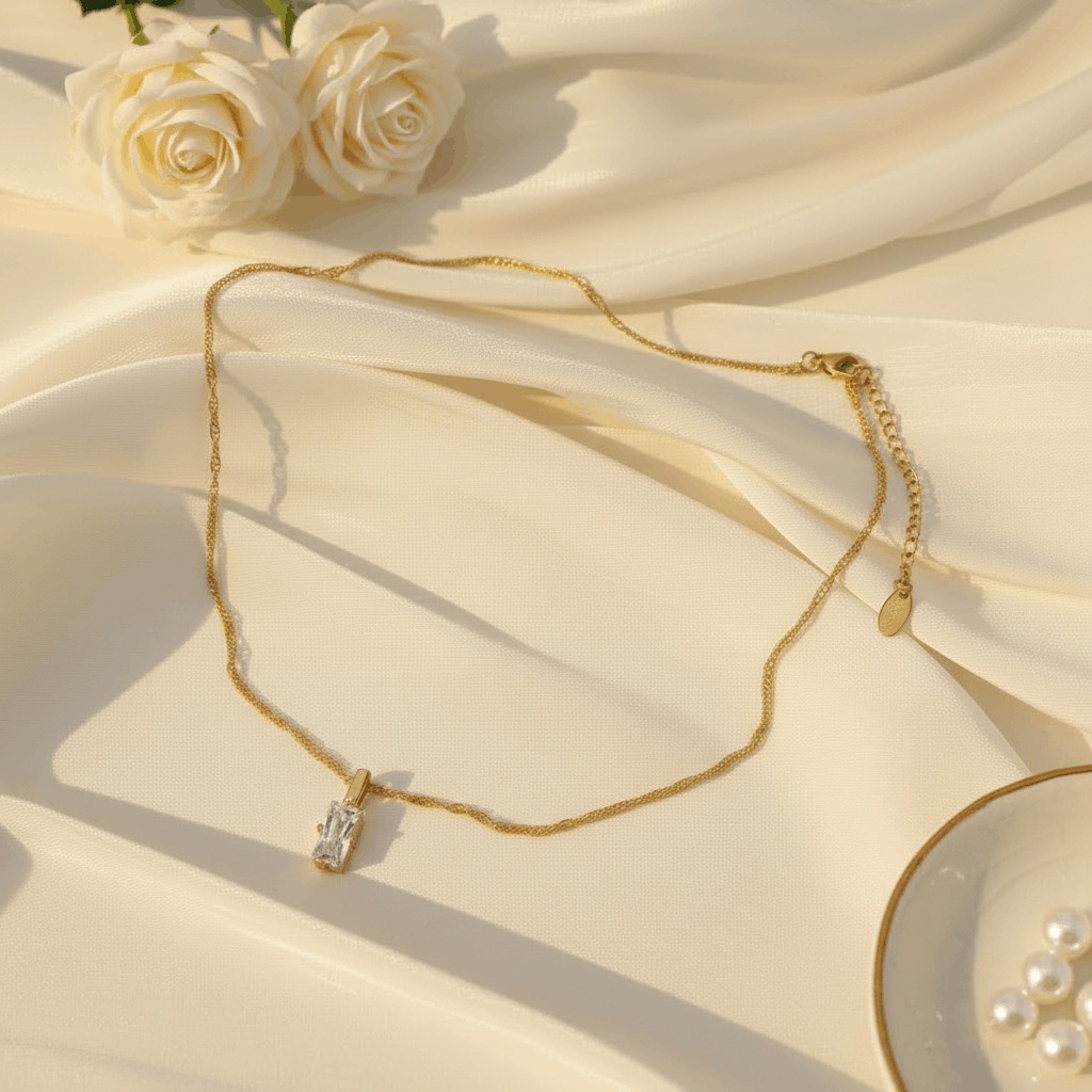 Baguette Crystal Pendant Necklace