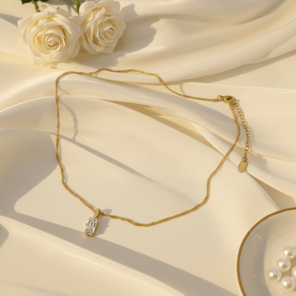 Baguette Crystal Pendant Necklace