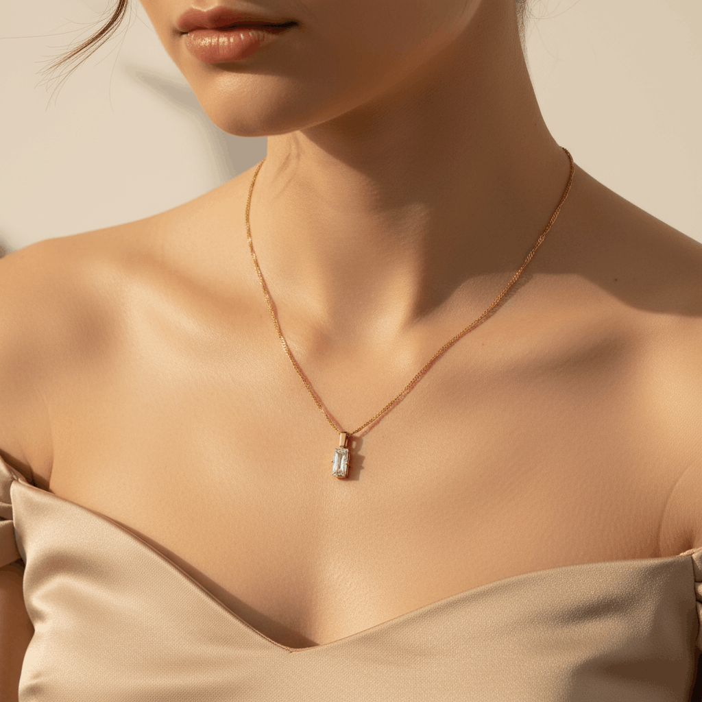 Baguette Crystal Pendant Necklace