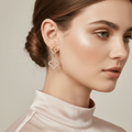 Gold Clover Crystal Drop Earrings
