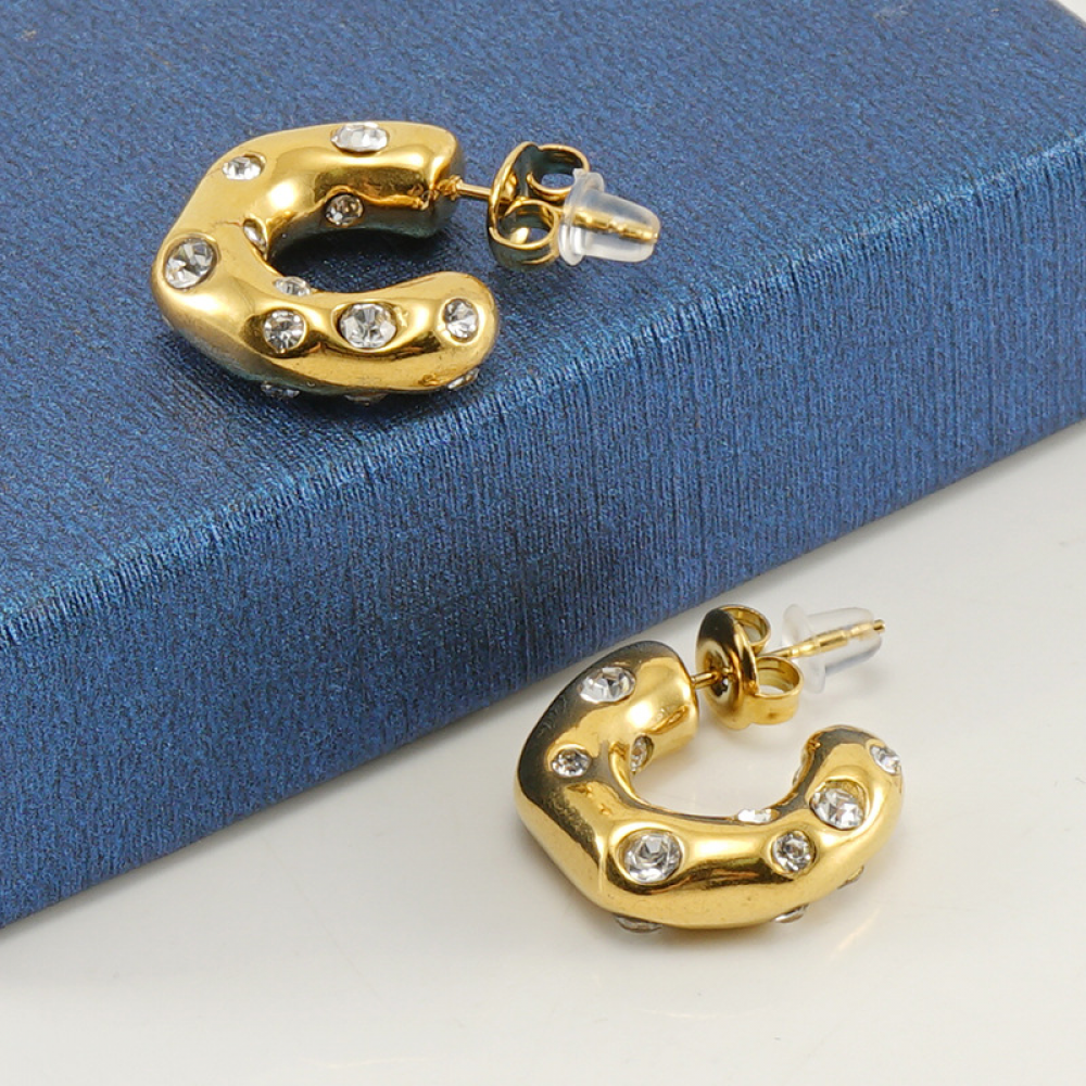 Multi-Zircon Gold Hoop Earrings