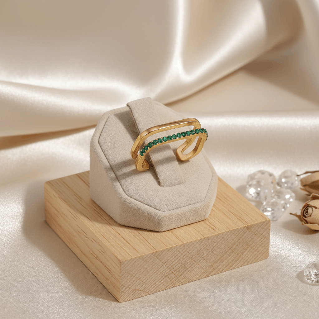 Edge Crystal Adjustable Ring