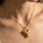 Zircon Heart Charm Gold Pendant