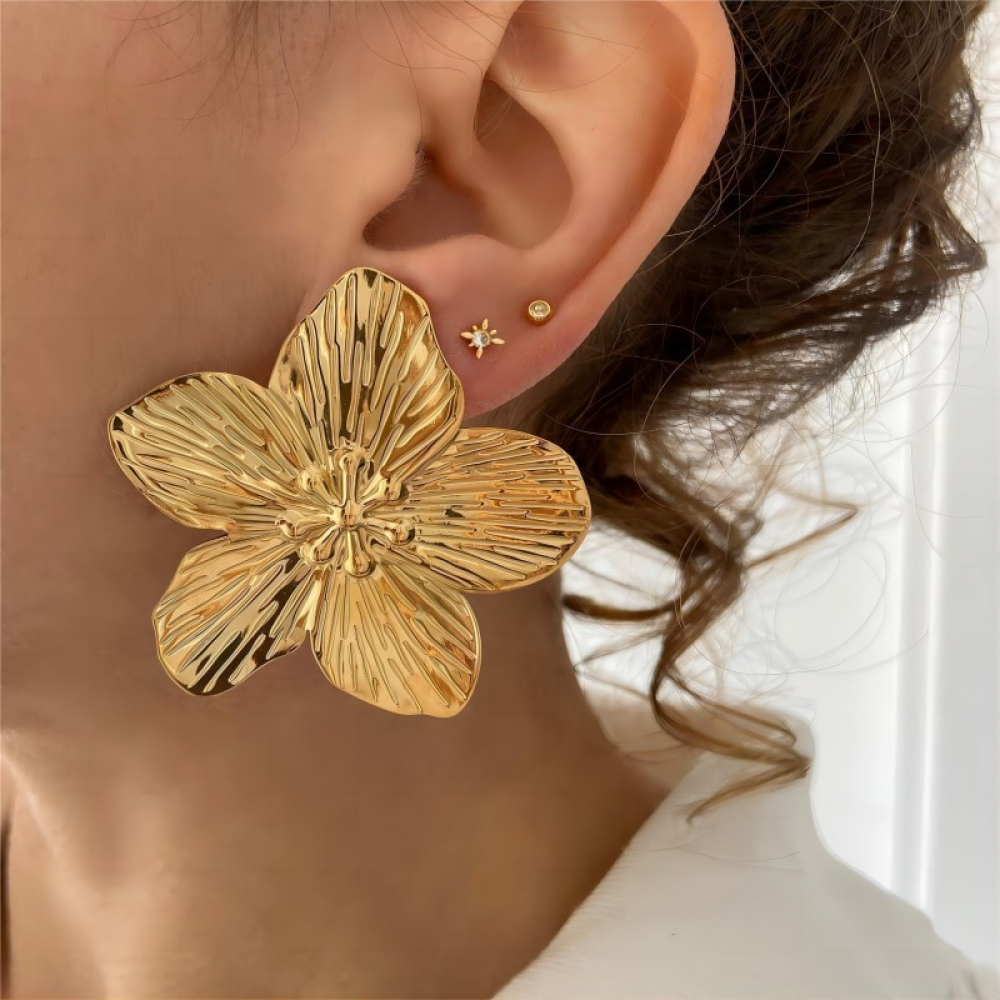 Oversized Gold Butterfly Stud Earrings