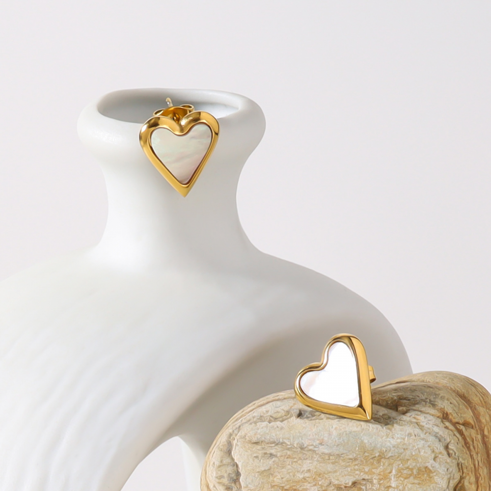 Heart Stud Earrings in Stainless Steel
