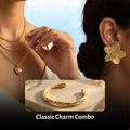 Classic Charm Combo (Gold Butterfly Earrings + Pearl Cuff + Heart Necklace)