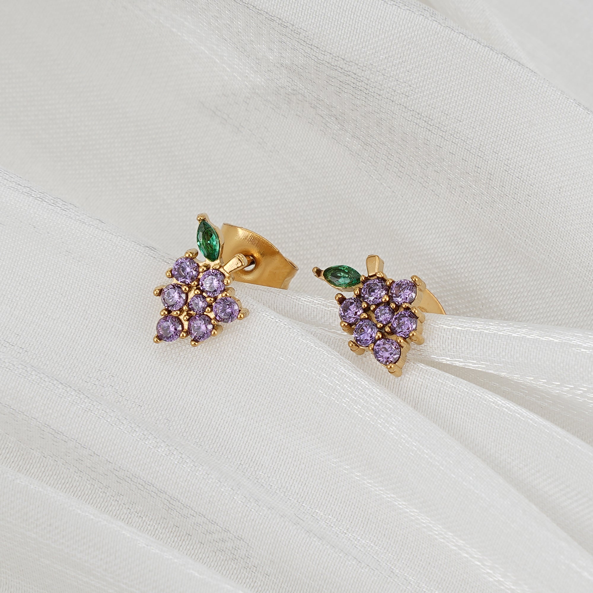 Amethyst Vine Stud Earrings