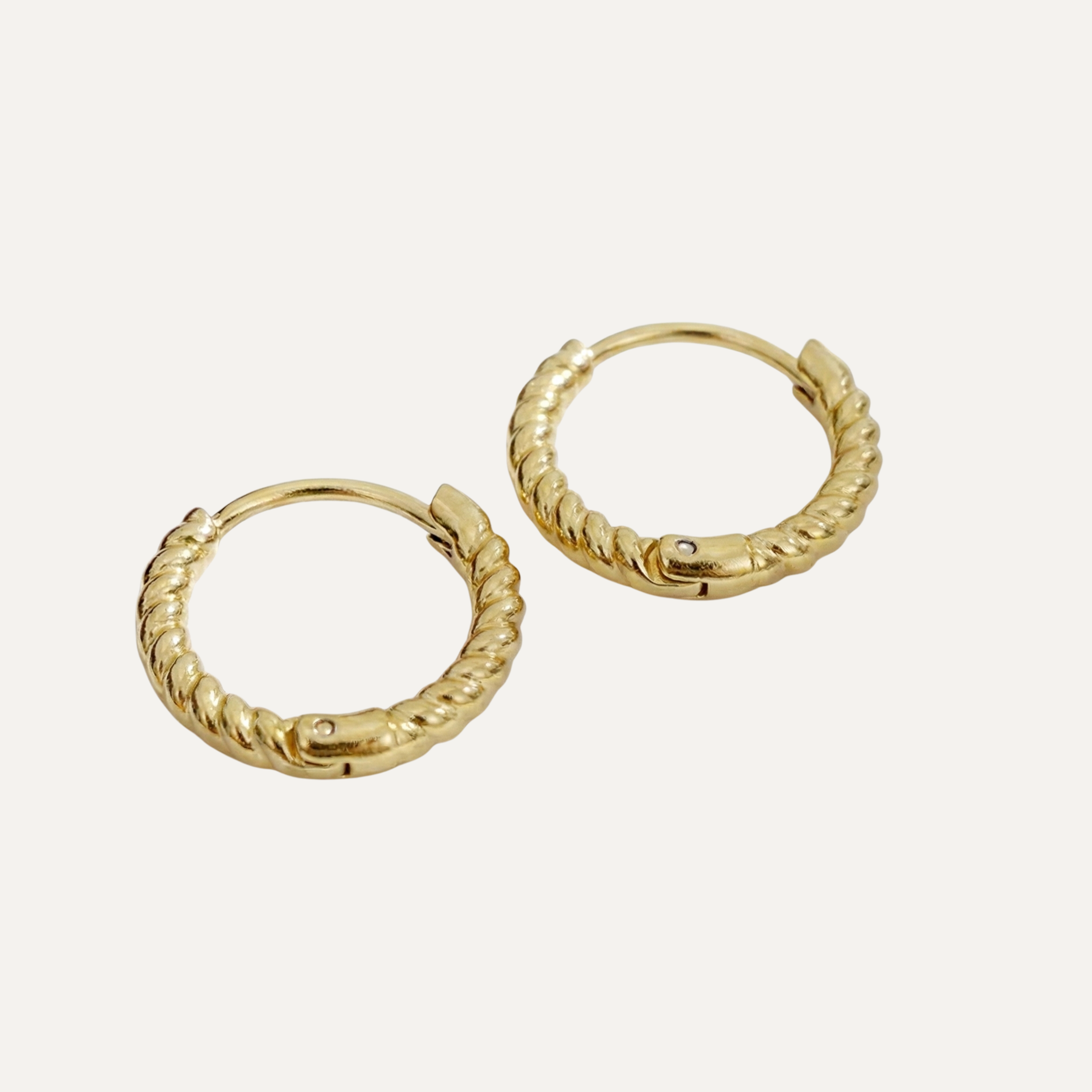 Gold Plated Twisted Huggie Hoop Earrings