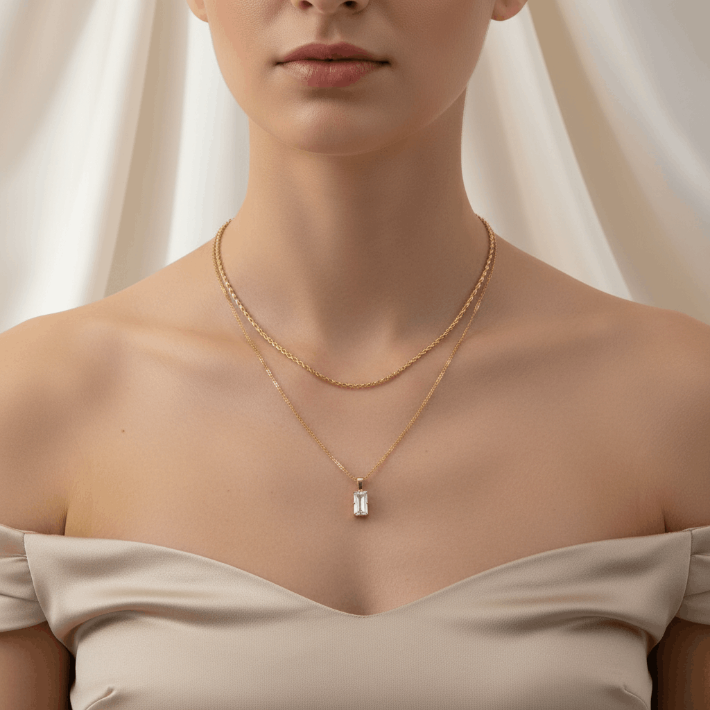 Crystal Drop Layered Necklace