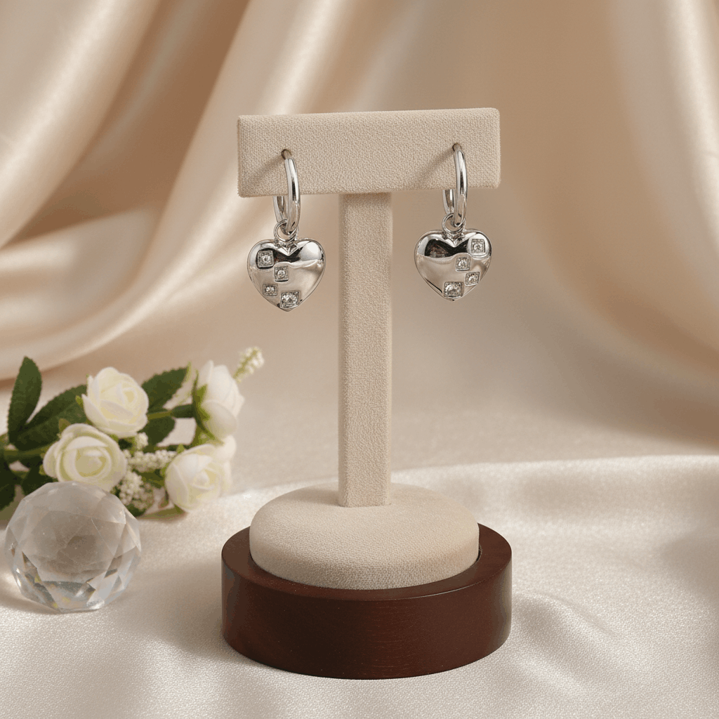Crystal Heart Hoop Earrings