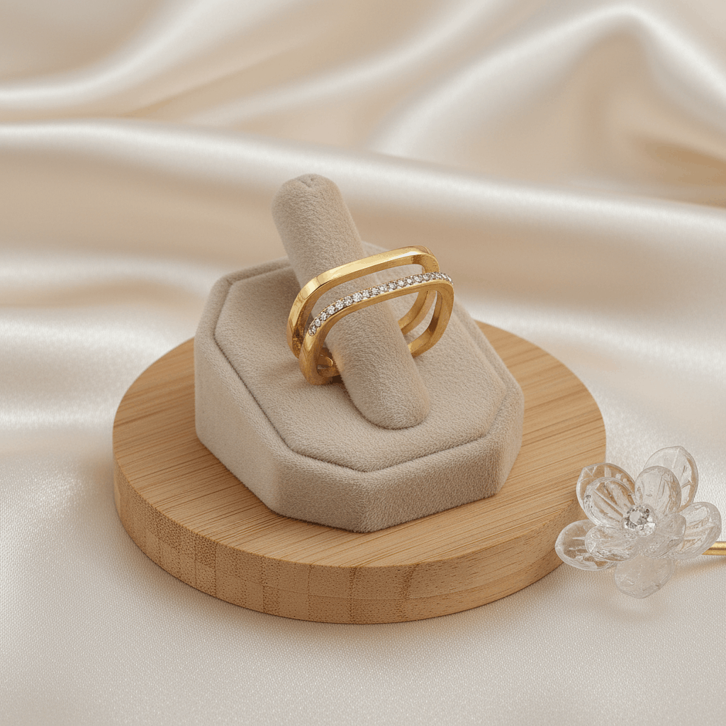 Edge Crystal Adjustable Ring