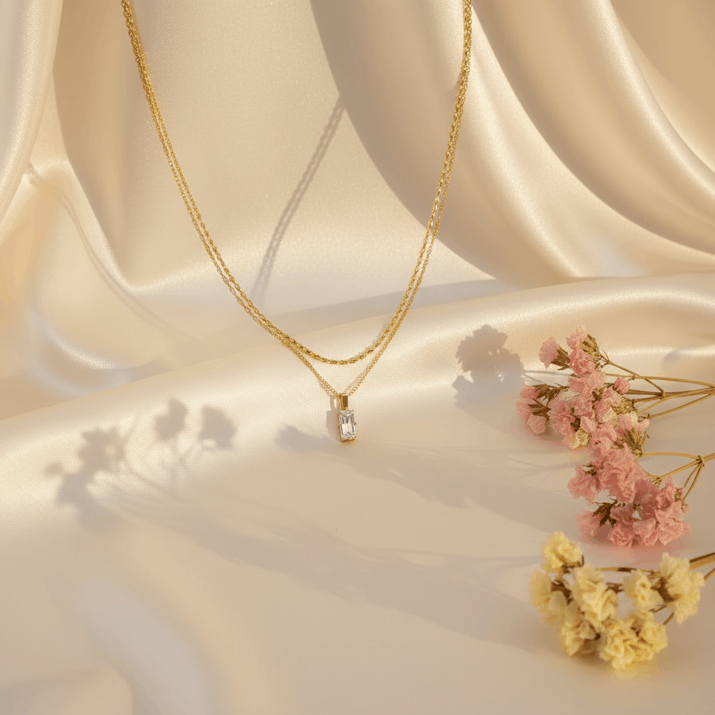 Crystal Drop Layered Necklace